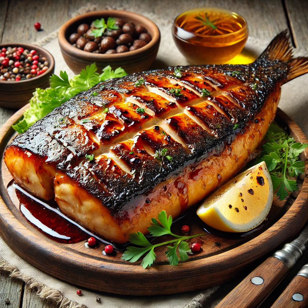 Szaftos, füstös hekk BBQ szósszal és friss fűszerekkel