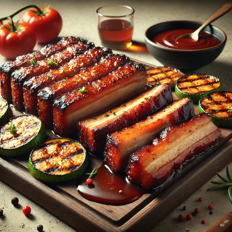 BBQ grillezett császárszalonna tálalva