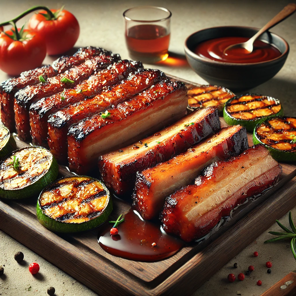 Szaftos és füstös grillezett császárszalonna BBQ mázzal