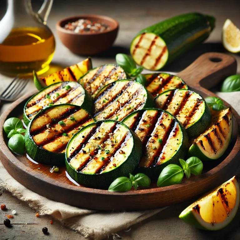 BBQ grillezett cukkini tálalva