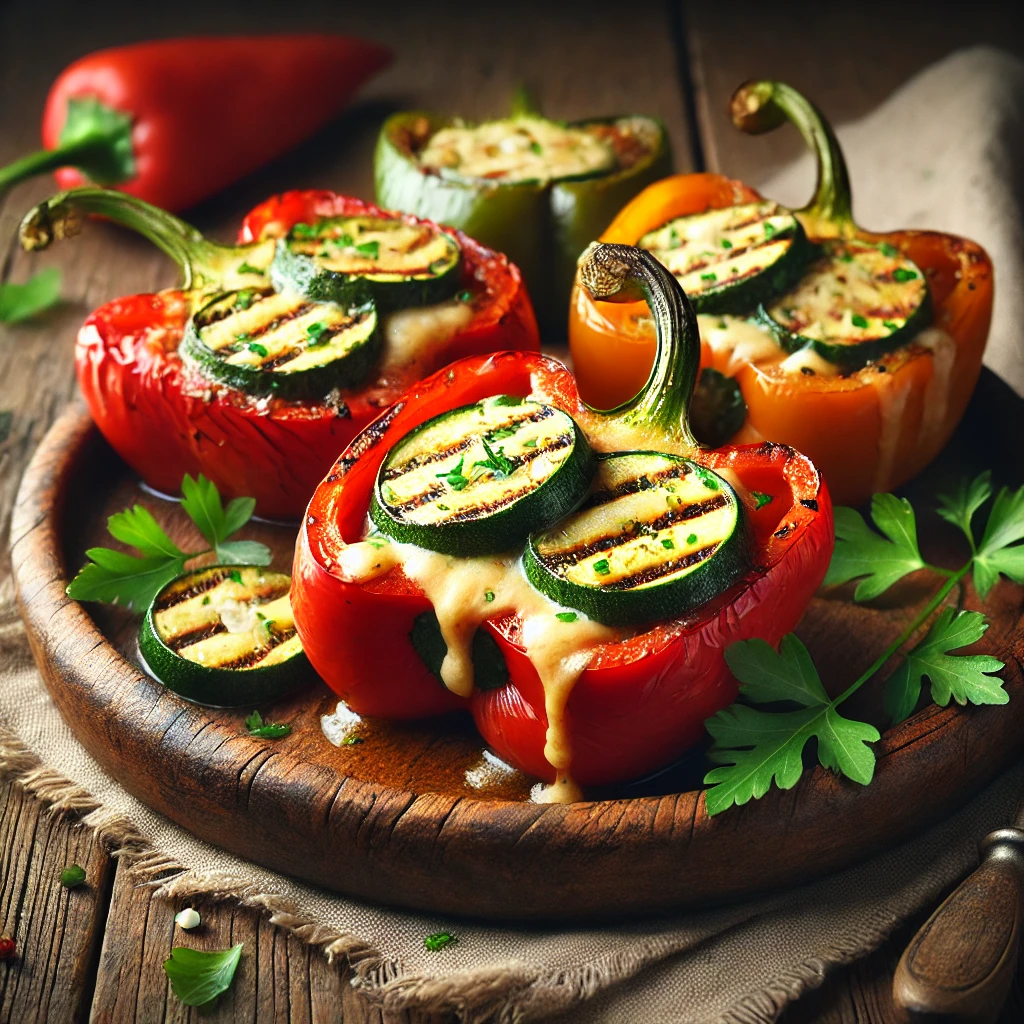 Füstös és ízletes grillezett cukkinisajttal töltött paprika BBQ módra
