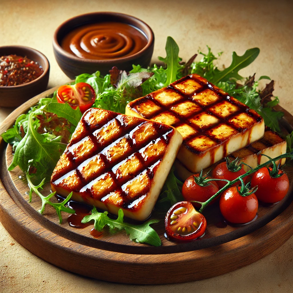 Szaftos, grillezett halloumi BBQ szósszal