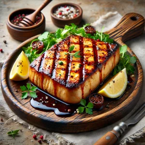 Szaftos, füstös kardhal BBQ szósszal és friss fűszerekkel