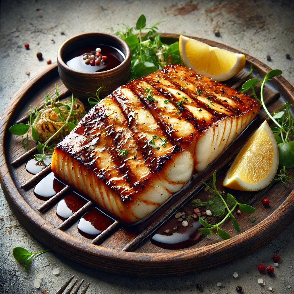 Szaftos, füstös laposhal BBQ szósszal és friss fűszerekkel