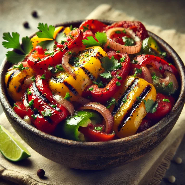 BBQ grillezett paprika-salsa tálalva