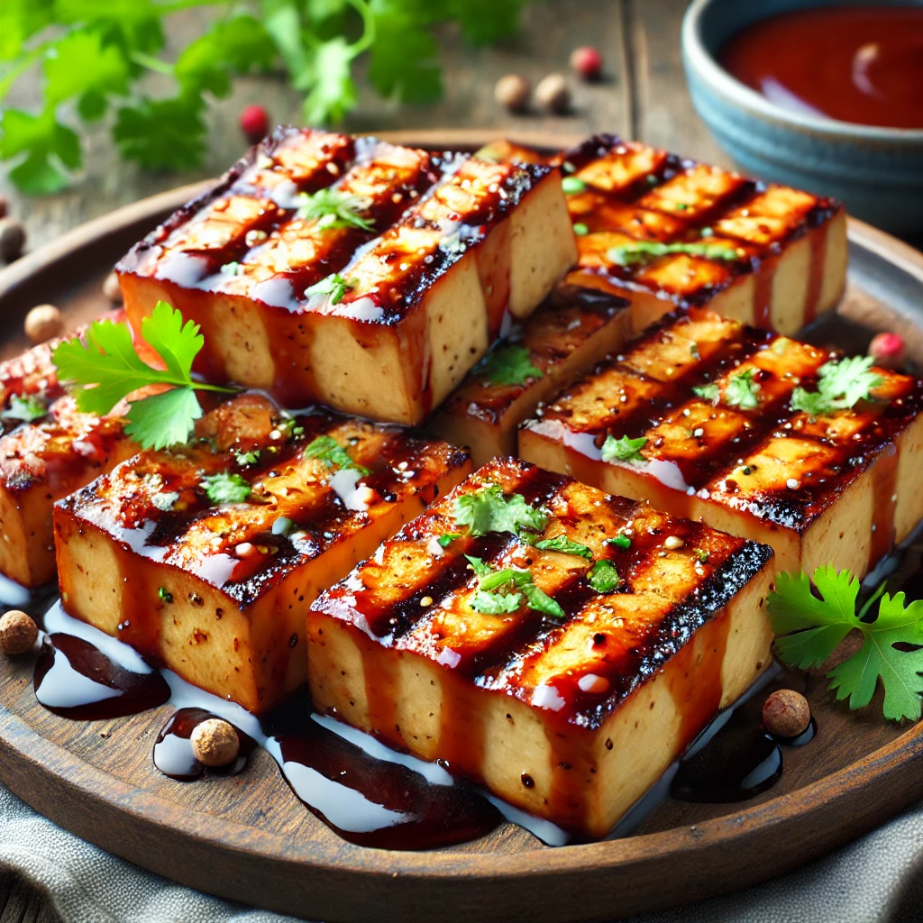 Ízletes és füstös grillezett tofu BBQ szósszal