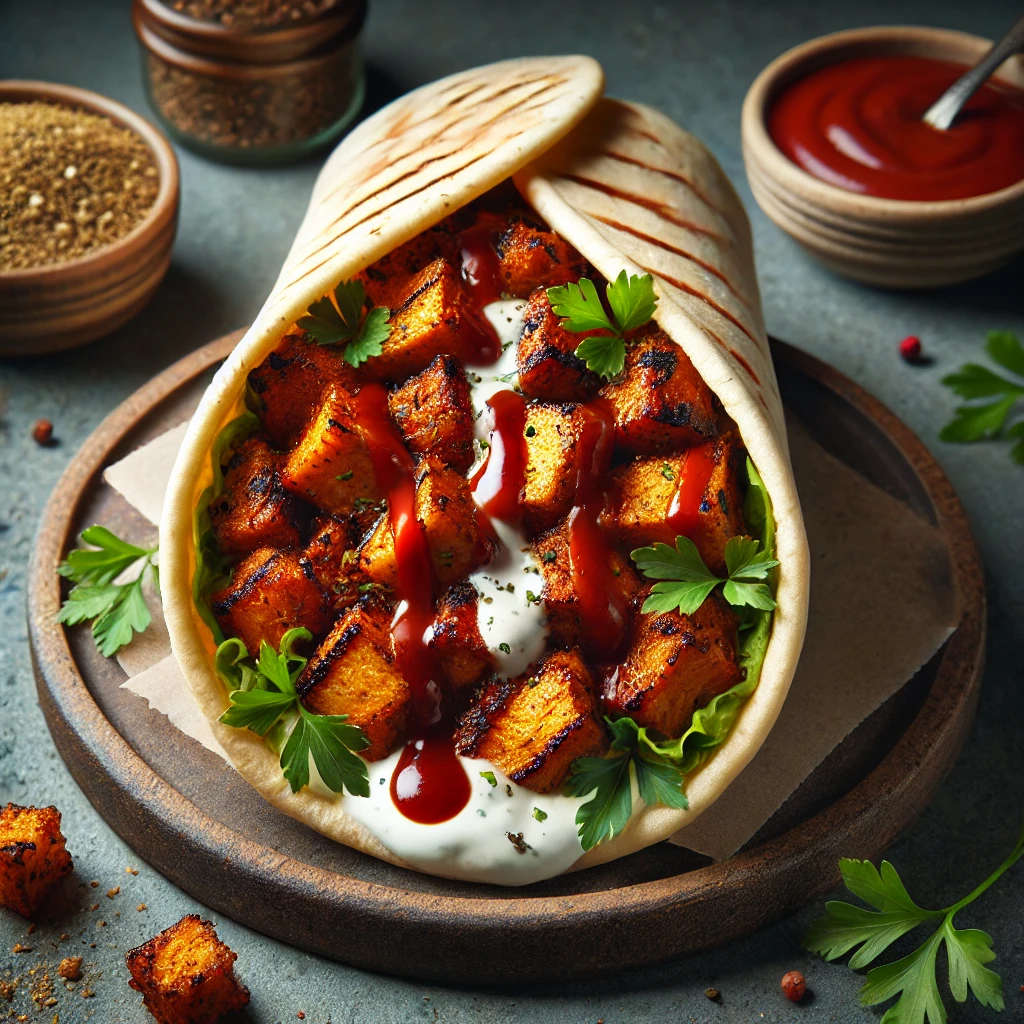 Füstös és fűszeres grillezett vegán shawarma BBQ módra