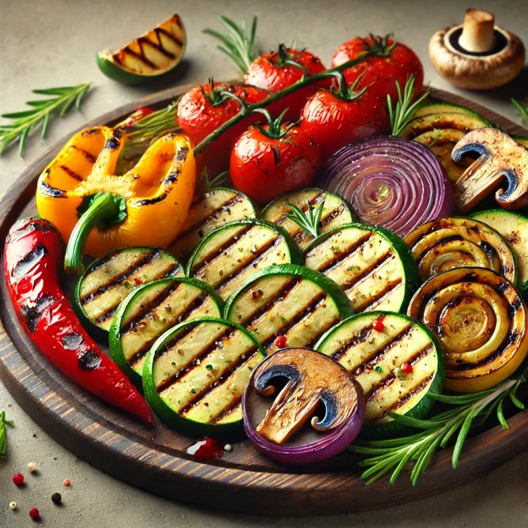 BBQ grillezett zöldségek tálalva