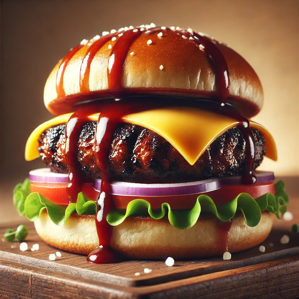 Szaftos és ízletes BBQ hamburger grillezve vagy serpenyőben sütve