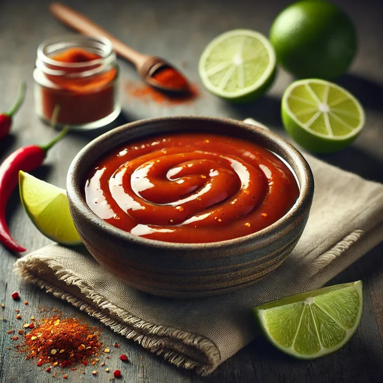 BBQ lime-chilis szósz tálalva