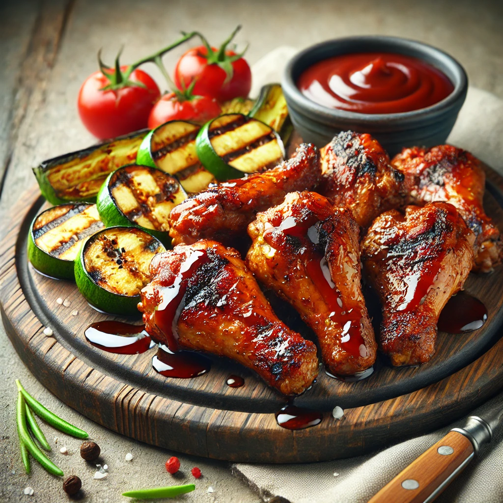 Szaftos és füstös grillezett pulykaszárny BBQ mázzal