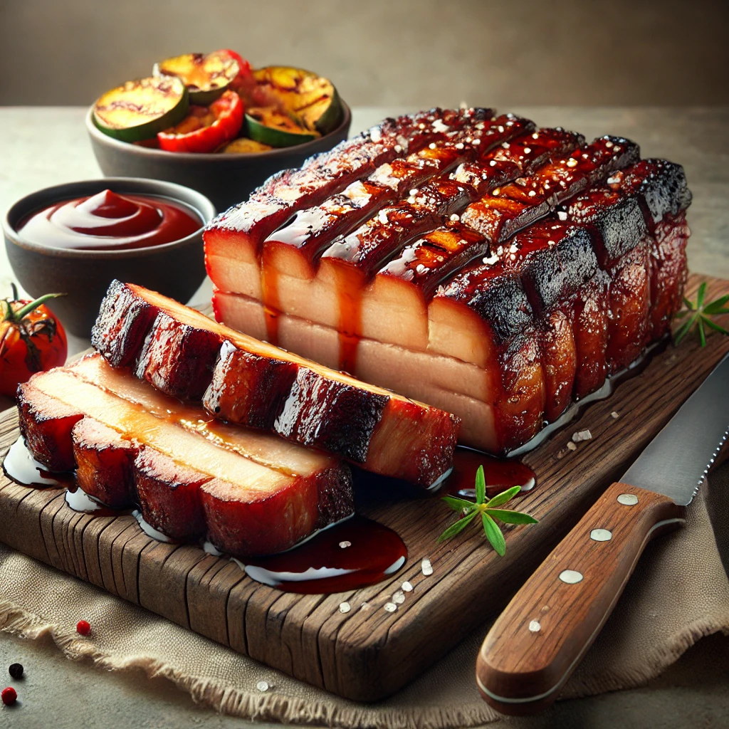 Szaftos és füstös grillezett sertésdagadó BBQ mázzal