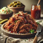 BBQ sertéslapocka tálalva