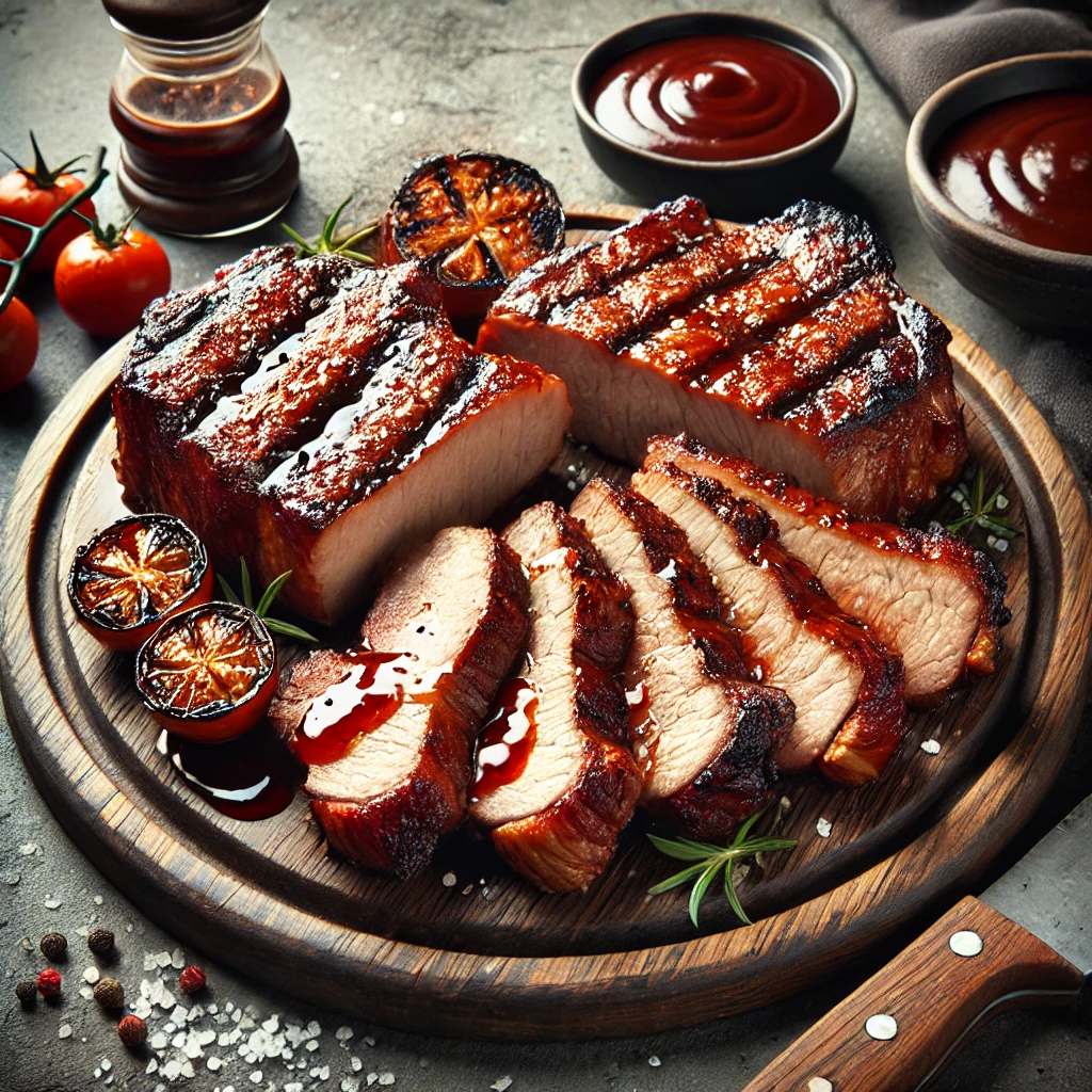 Szaftos és füstös grillezett BBQ tarja mézes szósszal