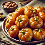 Balushahi indiai édesség tálalva