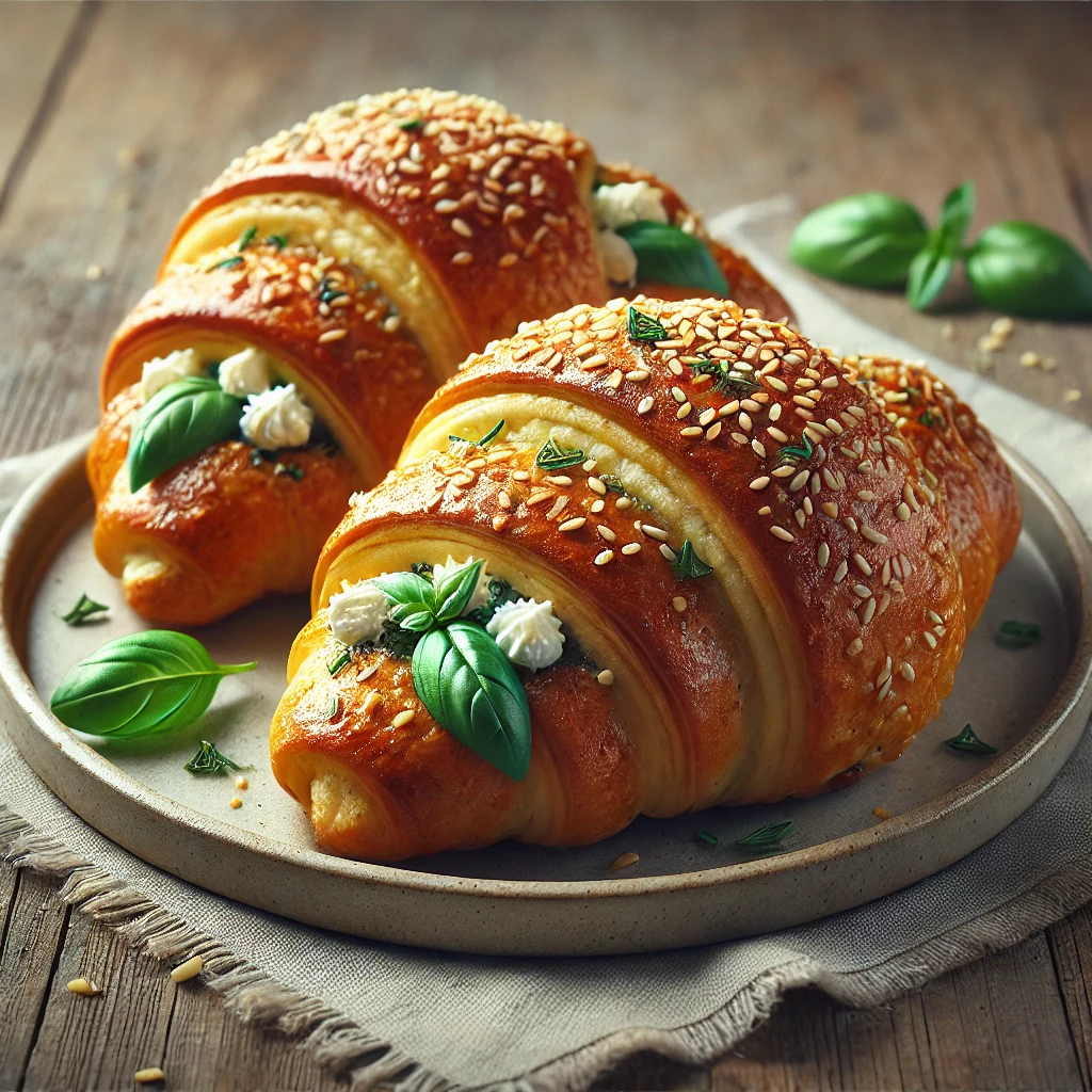 Ízletes és ropogós croissant bazsalikomos töltelékkel