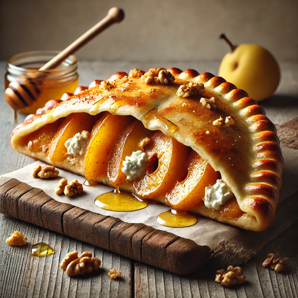 Ropogós calzone birsalmával, ricottával és dióval töltve