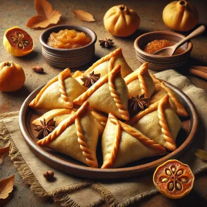 Ropogós samosa birsalmás töltelékkel, fahéjas ízvilággal