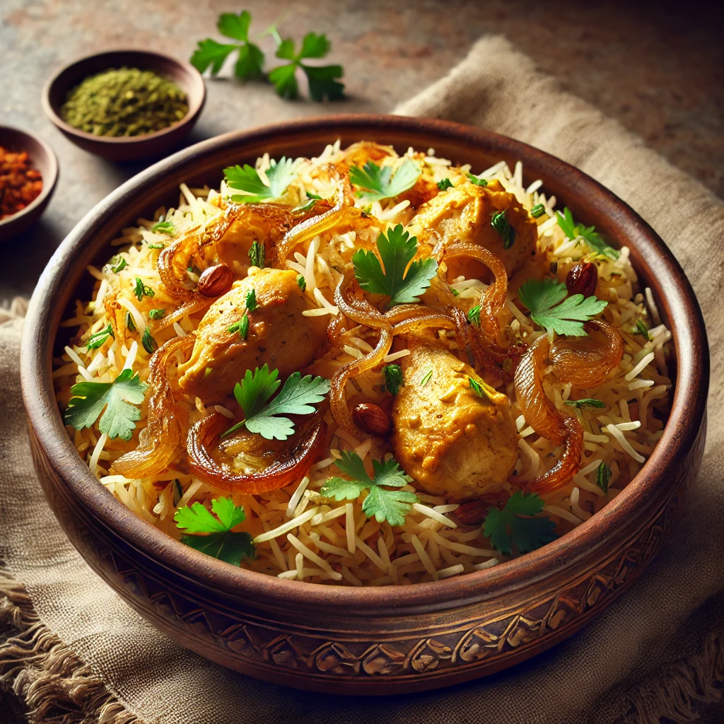Autentikus indiai biryani csirkével és illatos fűszerekkel