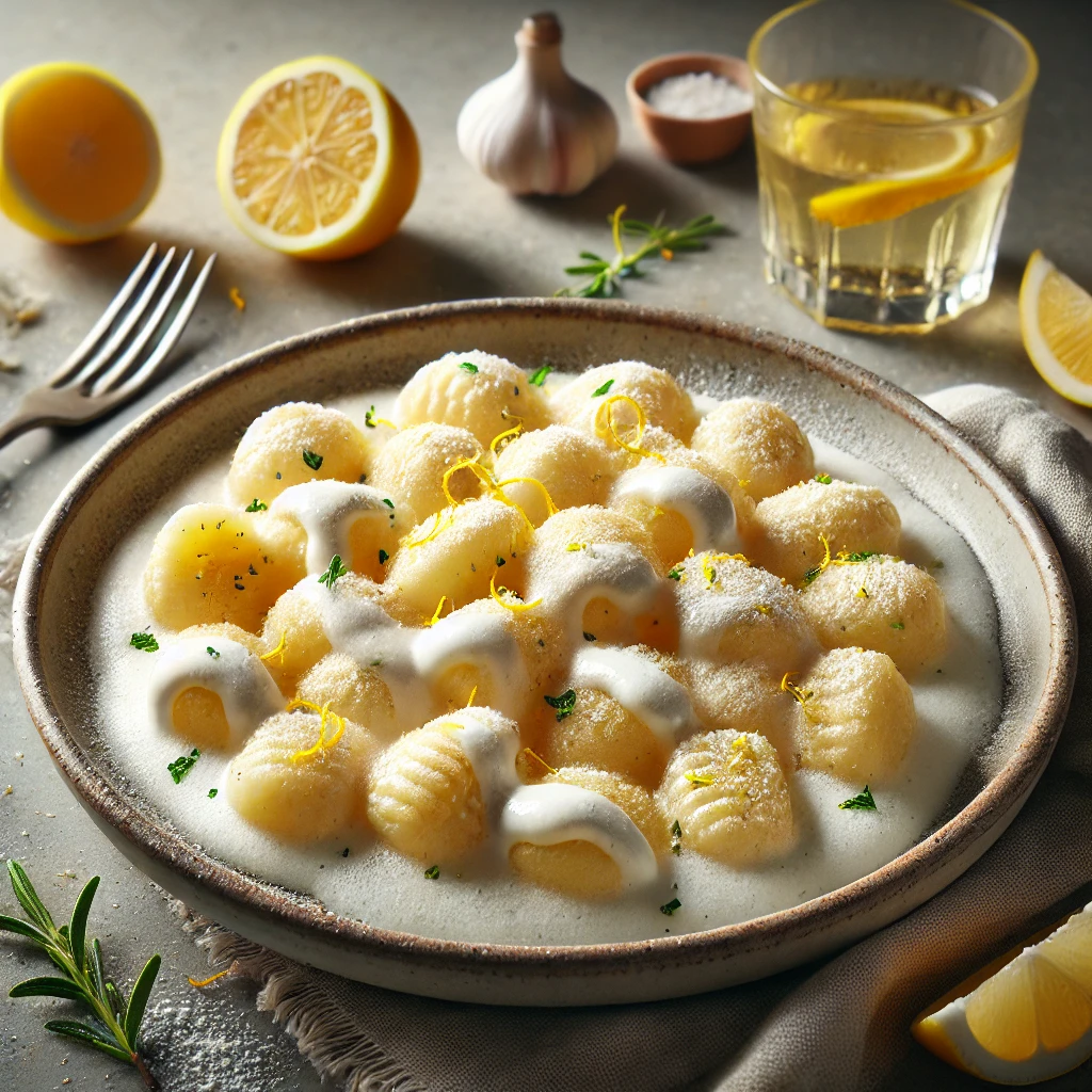 Édes gnocchi recept fehérboros habos mártással és citromhéjjal