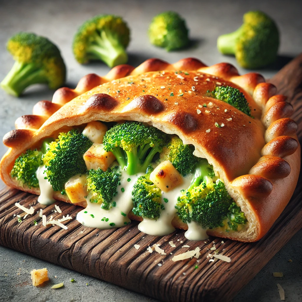 Ropogós calzone brokkolival, ricottával és sajttal töltve