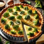 Brokkolis és parmezános quiche frissen sütve