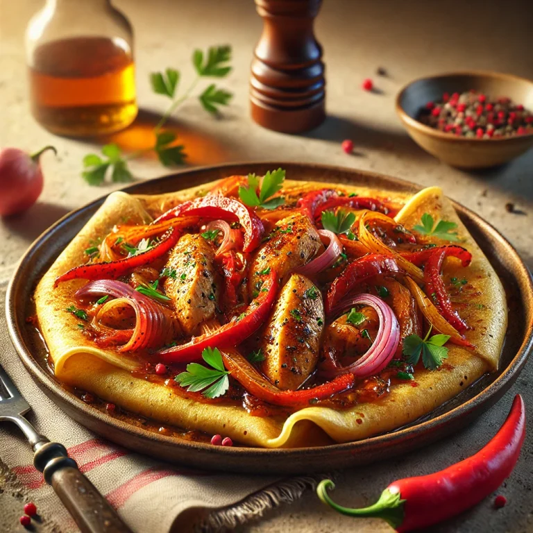 Cajun fűszeres palacsinta tálalva