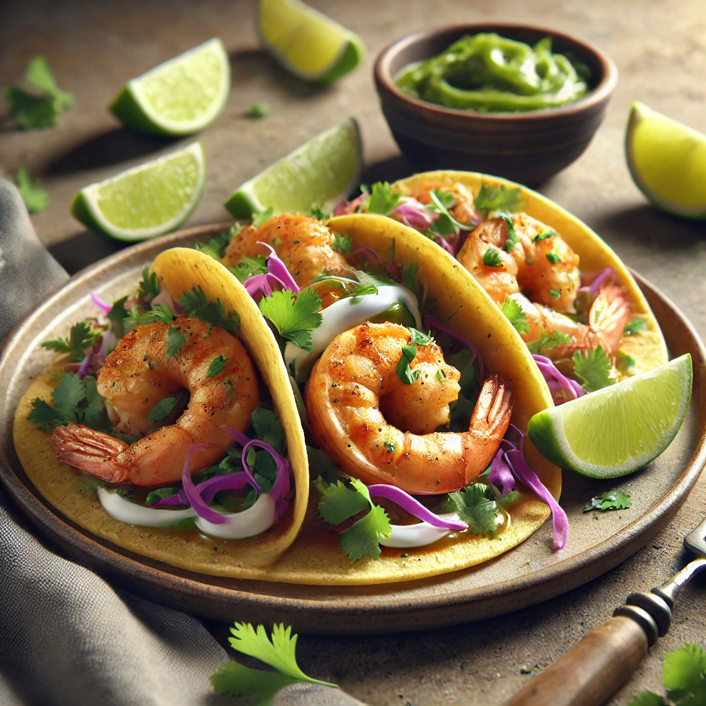Mexikói sült garnélarák taco korianderrel és lime-mal