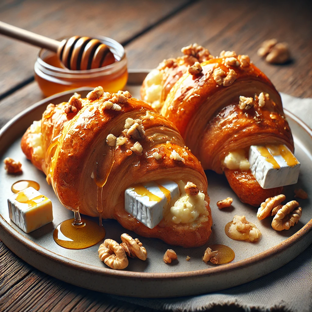 Ízletes és ropogós croissant camembert sajttal és dióval töltve