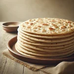 Frissen készült indiai chapati lepénykenyér tálalva