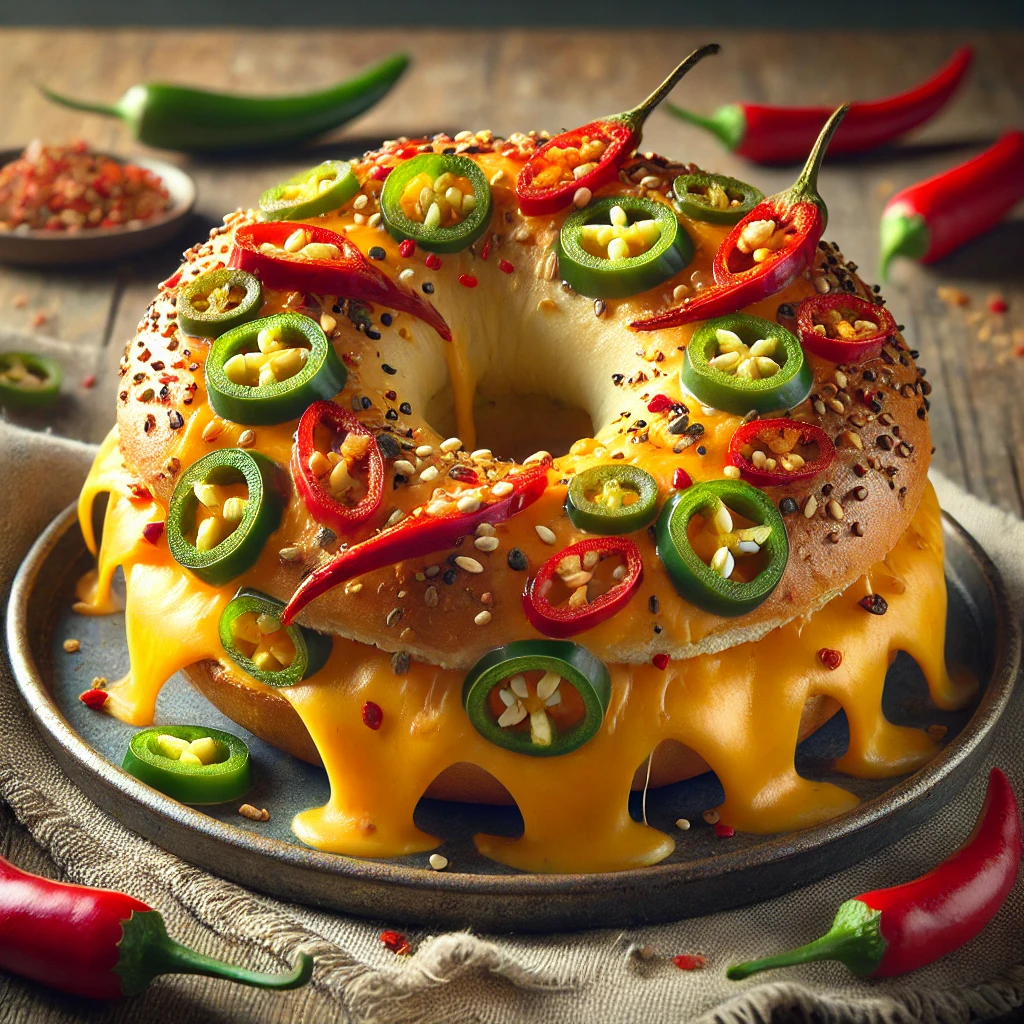 Pikáns és ínycsiklandó bagel cheddar sajttal és chilivel