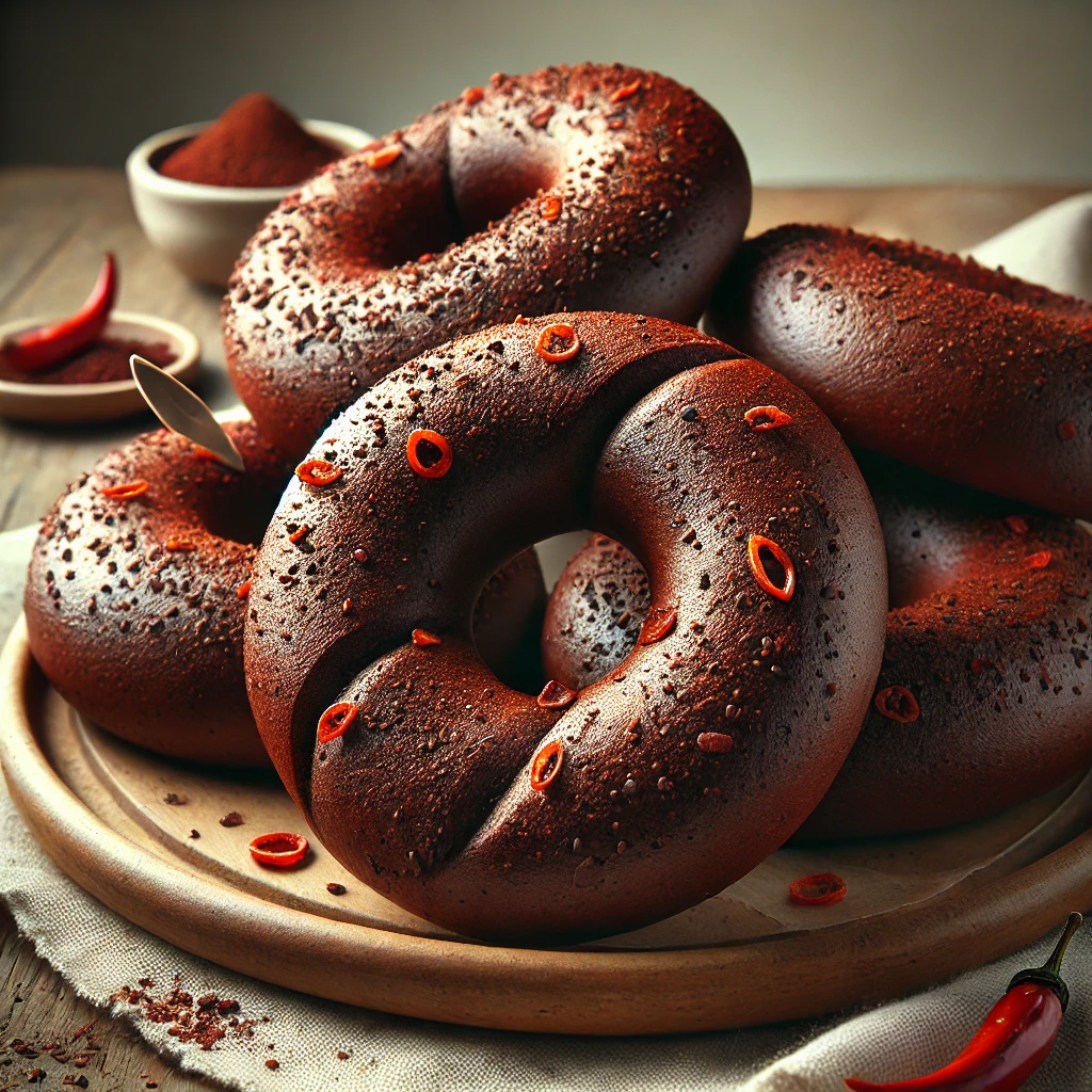 Frissen sült chilis-étcsokoládés bagel reggelire