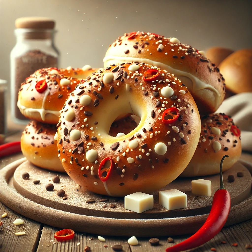 Egyedi bagel fehércsokoládéval és chilivel