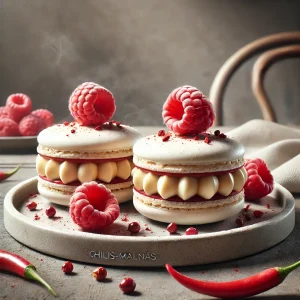 Chilis és málnás ízvilággal készült macaron