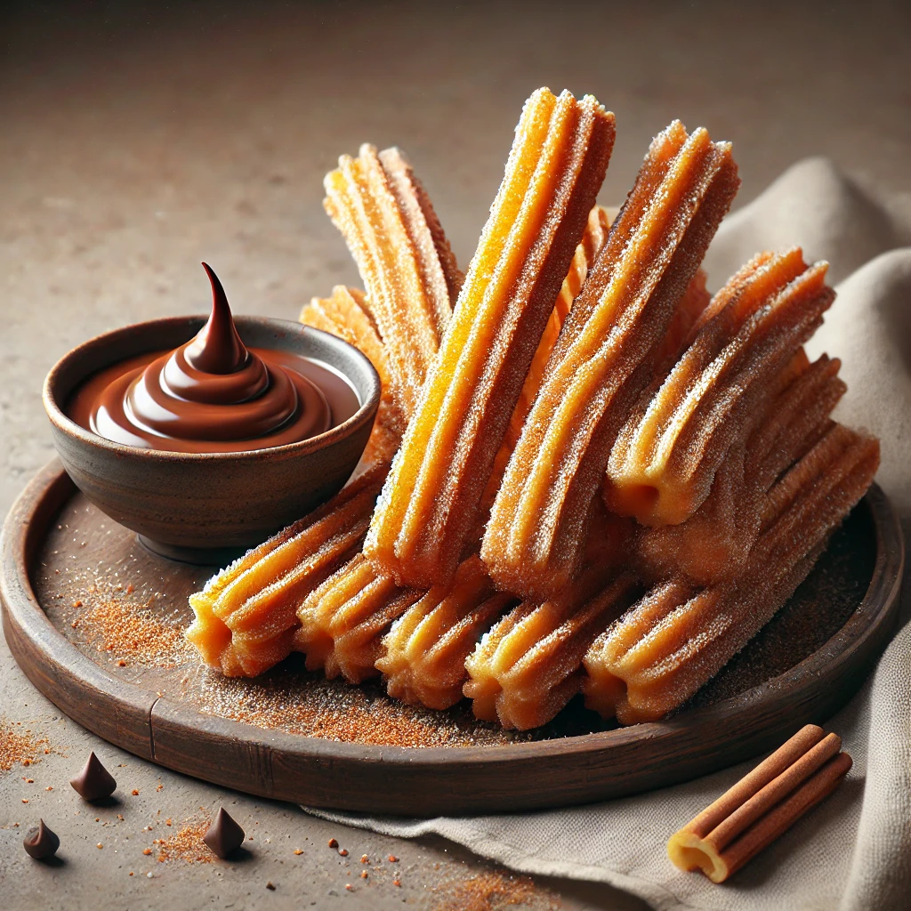 Ropogós, fahéjas churros csokoládémártással