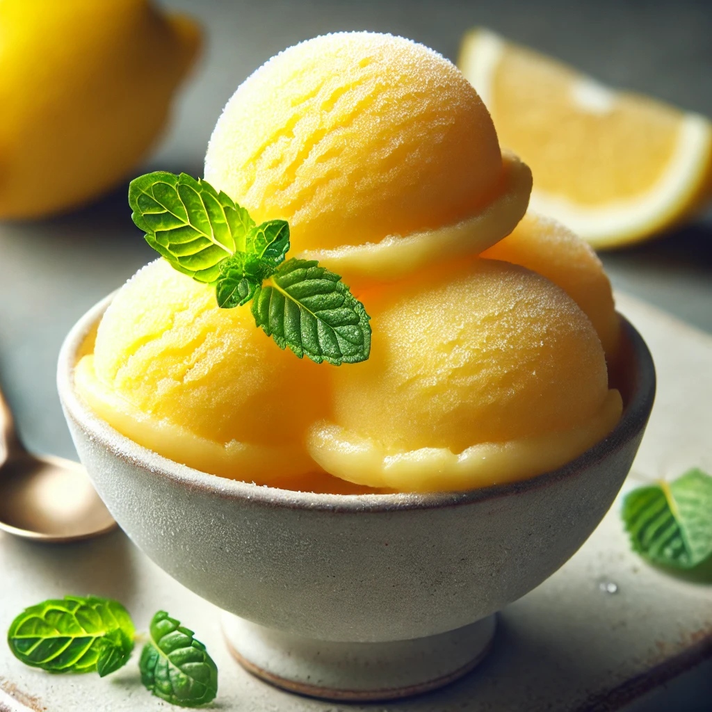 Friss és savanykás házi készítésű citrom sorbet