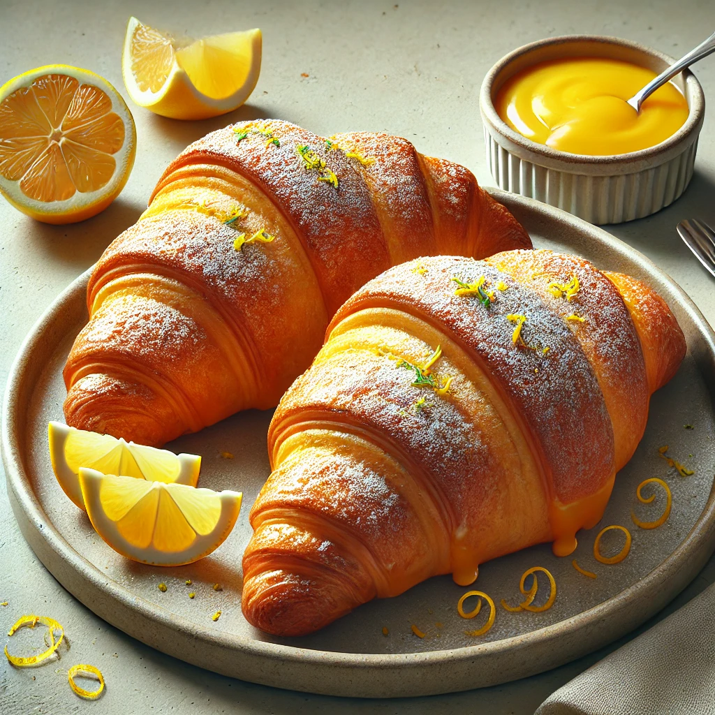 Frissen sült házi citromos croissant, tökéletes reggelire