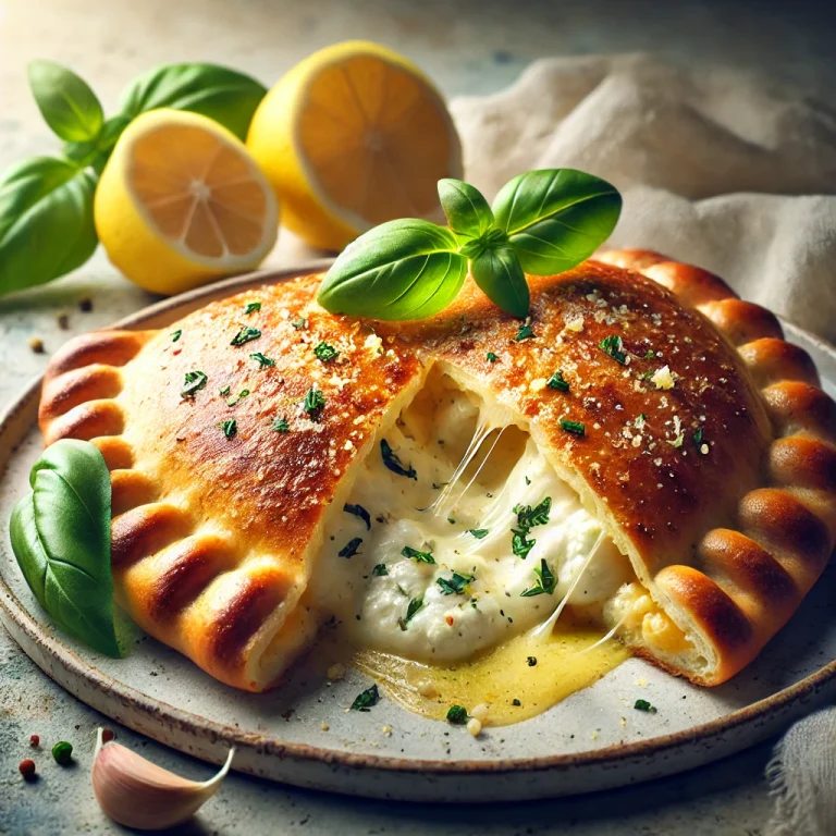 Citromos-fokhagymás calzone frissen sütve