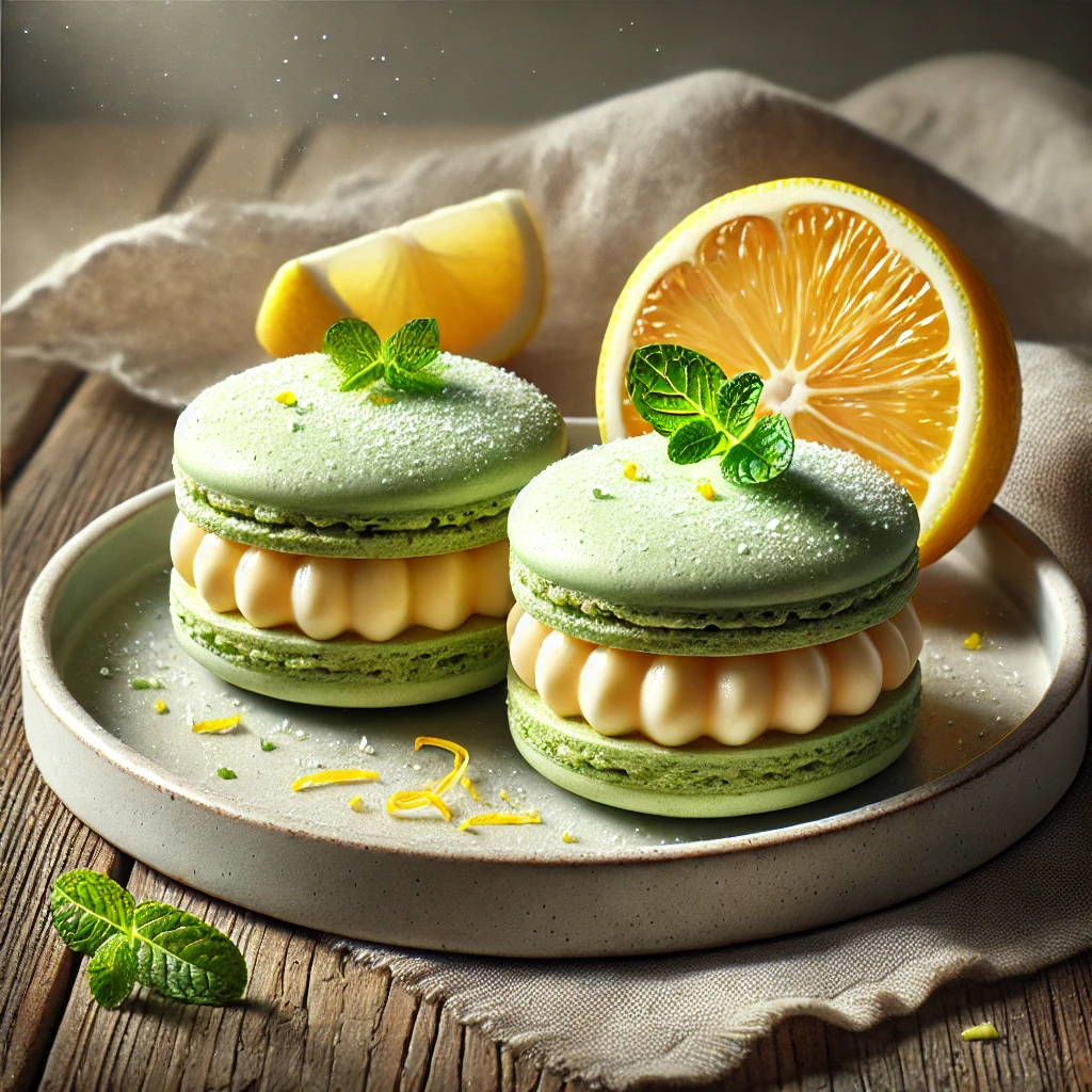Frissítő citromos és mentás ízvilágú macaron
