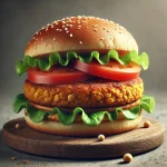 Csicseriborsó burger friss zöldségekkel