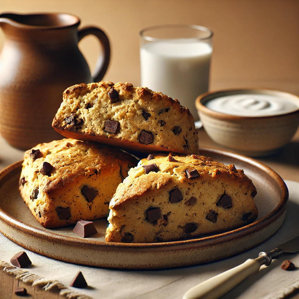 Fehérjében gazdag scone étcsokoládéval és teljes kiőrlésű liszttel