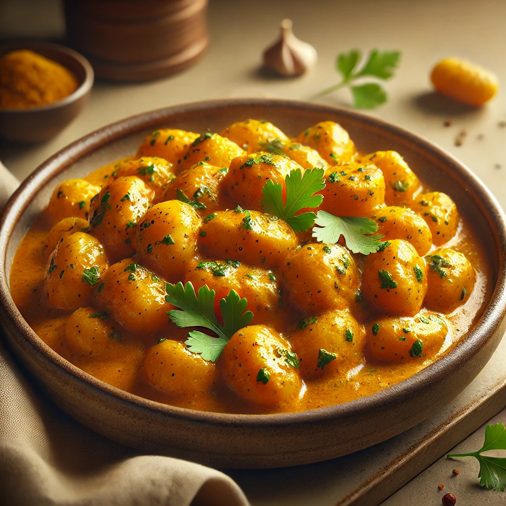 Fűszeres és krémes házi gnocchi curry-s ízekkel