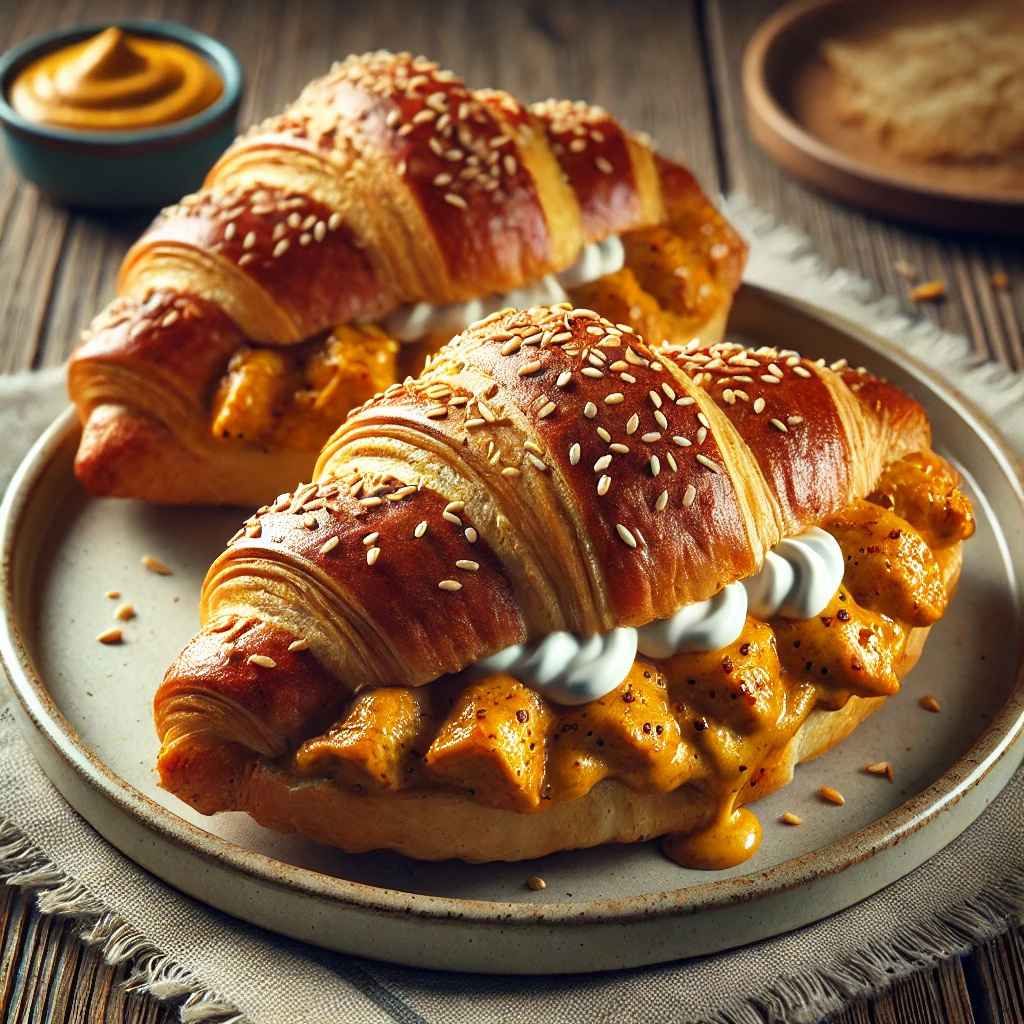 Ízletes és ropogós croissant currys csirkével töltve