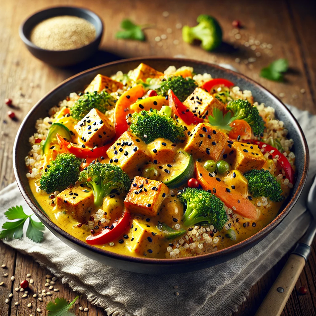 Egészséges és ízletes currys quinoa wok tofuval