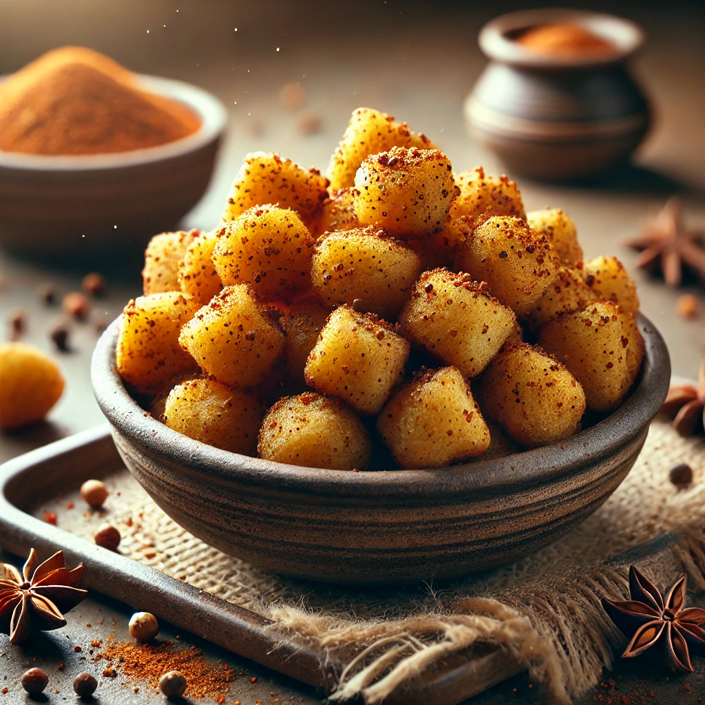 Tradicionális etióp ropogós kenyérdarabkák fűszeresen