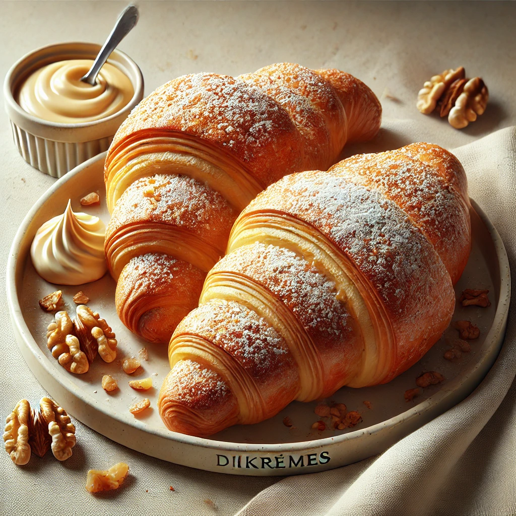 Frissen sült házi diókrémes croissant, tökéletes reggelire