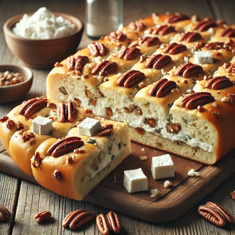 Diókrémes és kecskesajtos focaccia tálalva