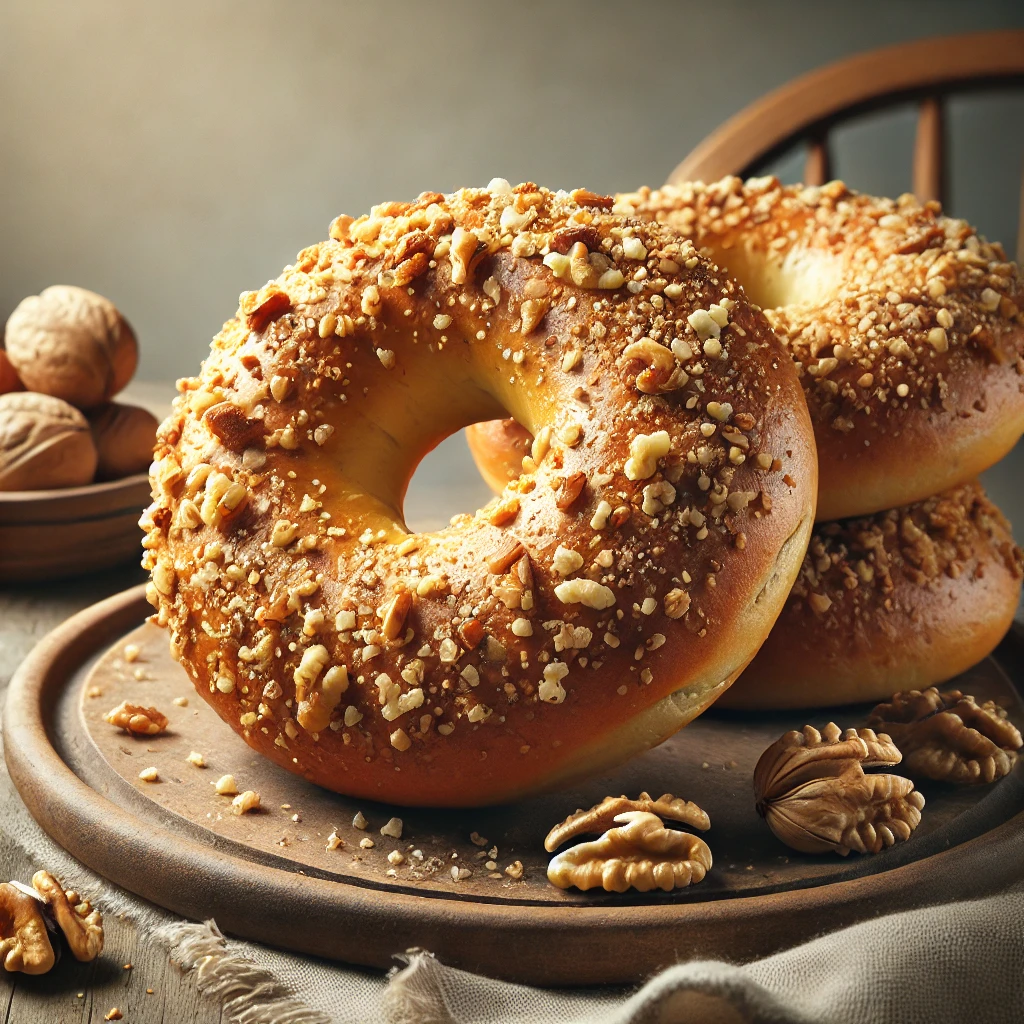 Friss, házi készítésű diós bagel
