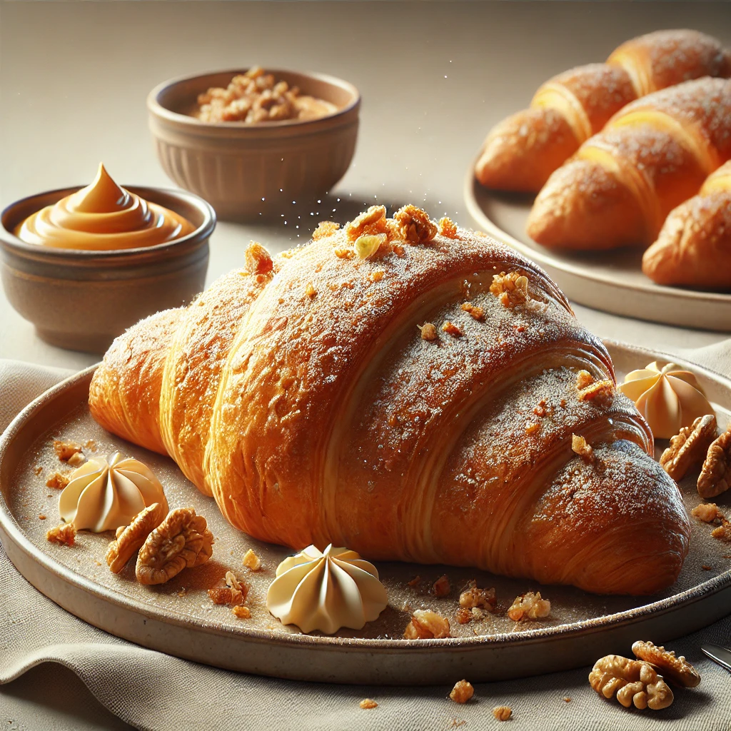 Frissen sült házi diós croissant, tökéletes reggelire