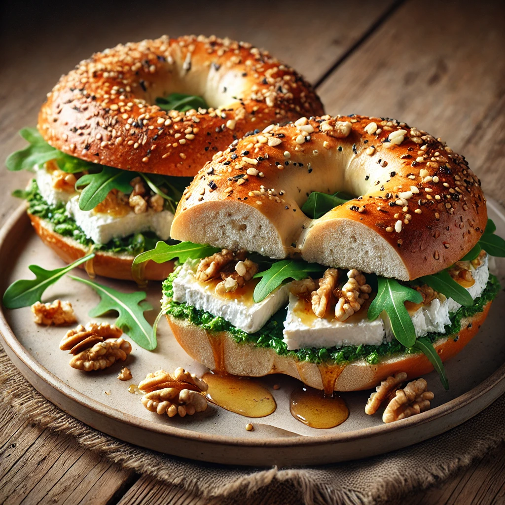 Egyszerű és ínycsiklandó bagel kecskesajttal és dióval
